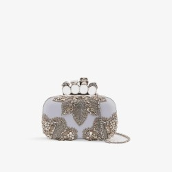 ALEXANDER MCQUEEN clutch bag 알렉산더맥퀸 스컬 장식 비즈 가죽 클러치백 스프링 블루